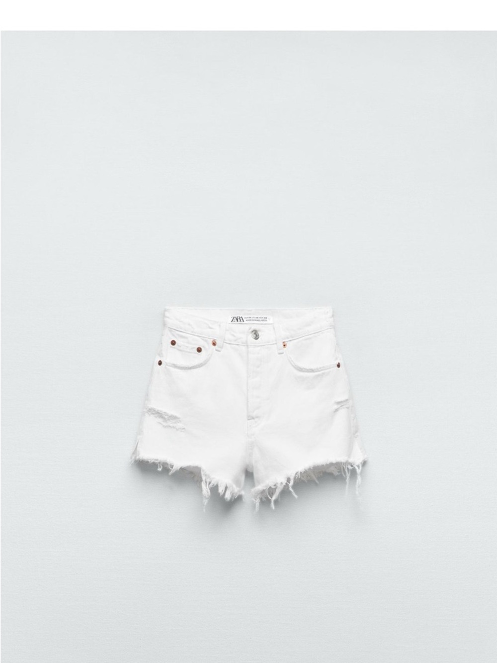 Zara White Frayed Hem Denim Shorts